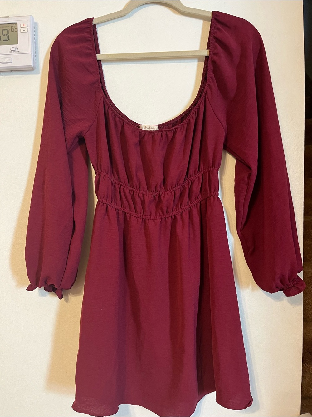 Altar'd State Women’s Burgundy Long-Sleeve Dress